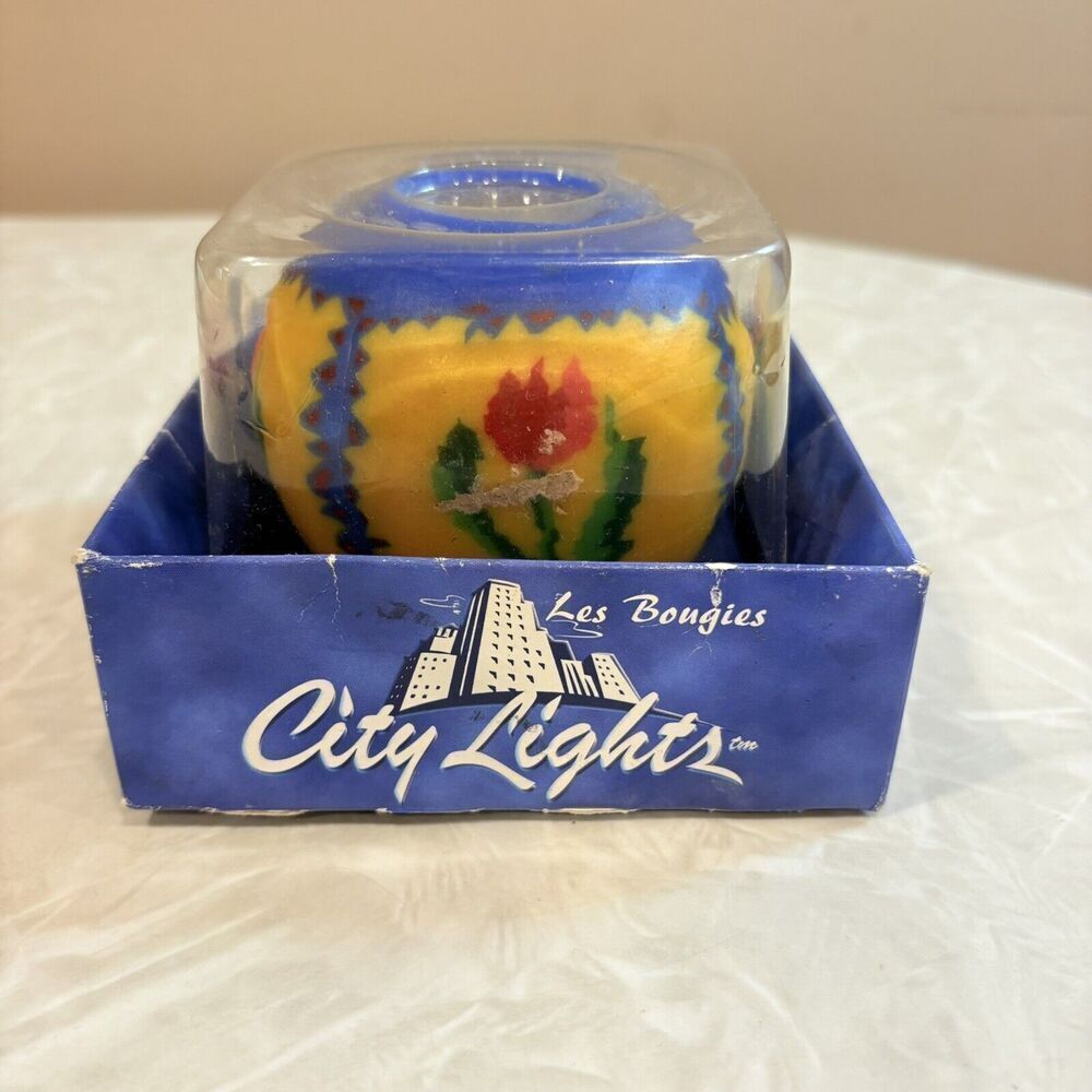 Refillable Candle City Lights Candle Pansy Design Ball Shaped